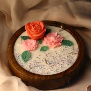 coral rose garden candle